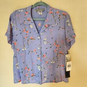 Women's Lavender Floral Button Down Shirt